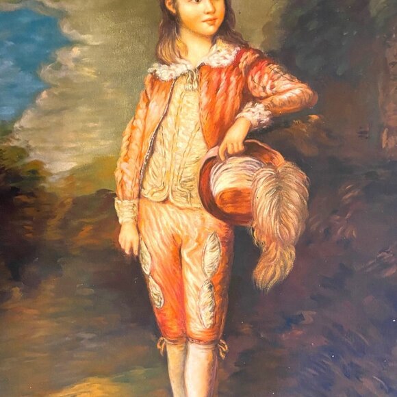 The Pink Boy, Genuine Vintage Oil Painting on Canvas, (Not a Print) - Picture 2 of 3